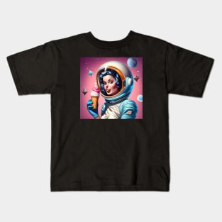 Cosmic Delights: Ice Cream and Interstellar Pin-Ups Kids T-Shirt